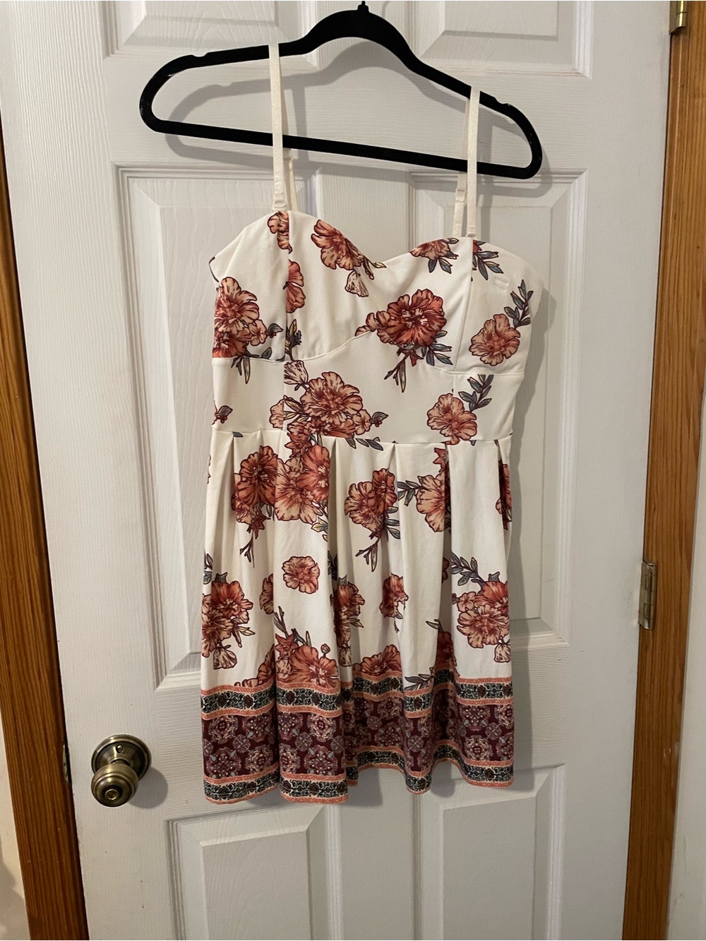 Women’s Floral Cream top With Rust Floral Print